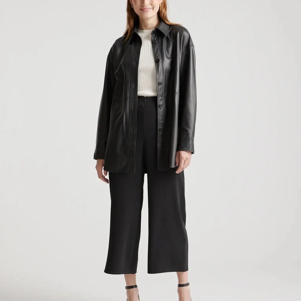 NWT Quince 100% Leather Shirt Jacket - Picture 7 of 14